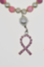 Breast Cancer Awareness Beaded Necklace ribbon