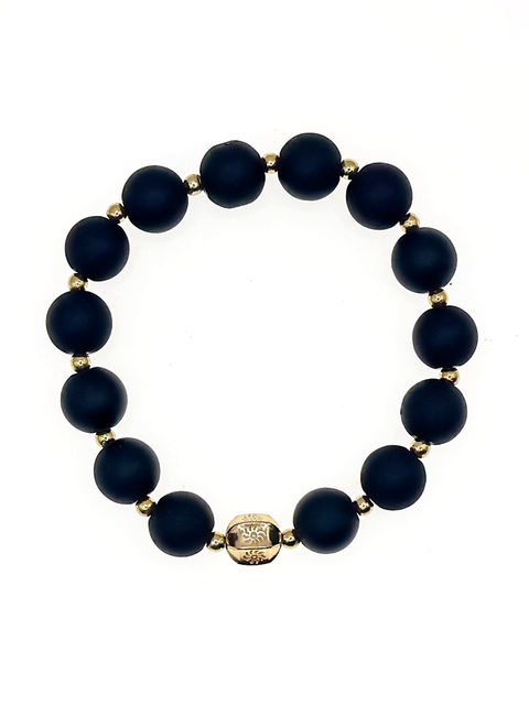 Matte Black Onyx Stretch Bracelet front