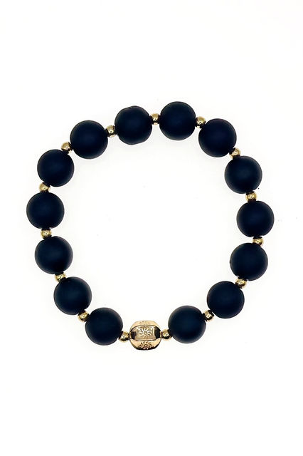 Matte Black Onyx Stretch Bracelet front