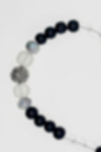 Onyx & White Agate Beaded Necklace closeup