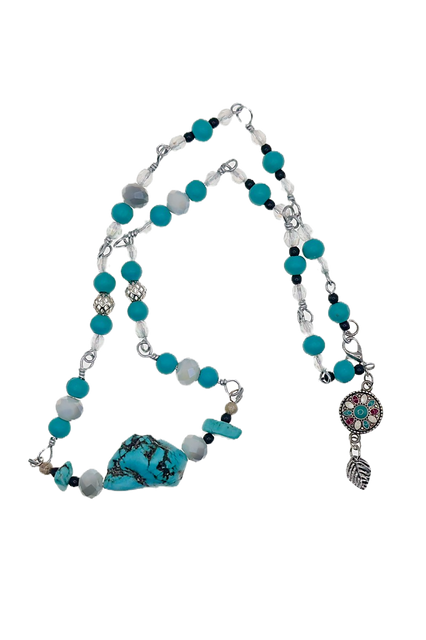 Turquoise Nugget Beaded Necklace front
