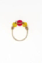 Red Czech Glass and Yellow Jasper Ring top view