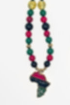 Africa Continent Pendant Beaded Necklace map