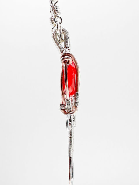 Red Czech Egyptian Anhk Necklace side