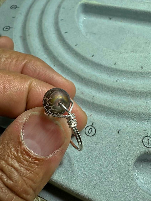 Crackled Agate Wire Ring side right