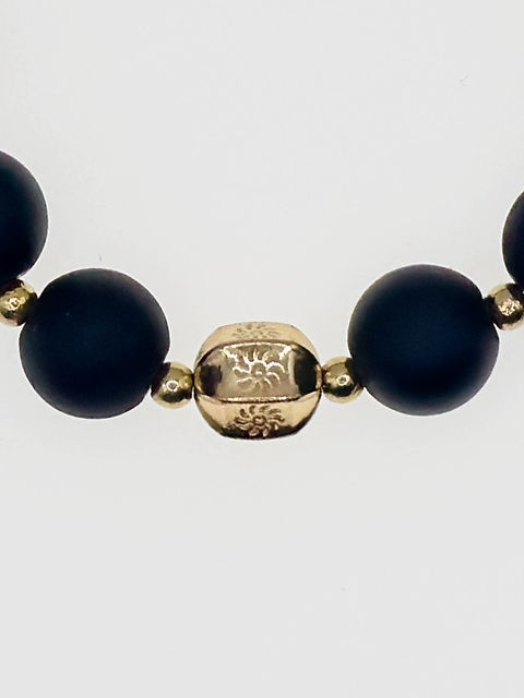 Matte Black Onyx Stretch Bracelet closeup
