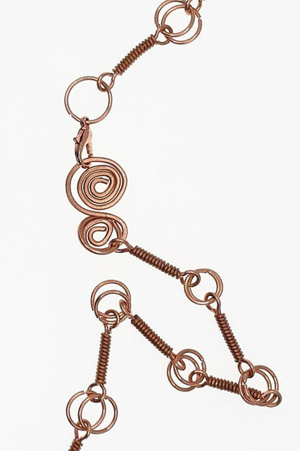Copper Barrel Chain Necklace closeup