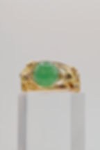 Green Amazonite Wire-Sculpted Ring in Brass Front view