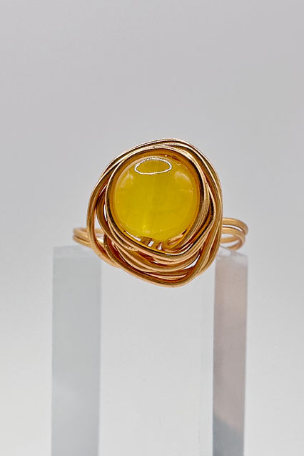 Yellow Aventurine Wire Wrap Ring front