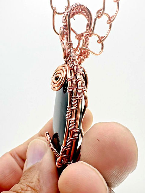 Onyx Cabochon Link Necklace side left