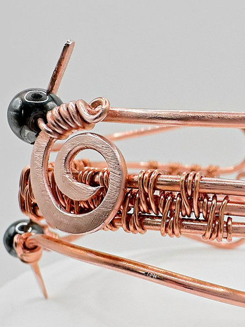 Copper & Hematite Wire Wrapped Cuff left