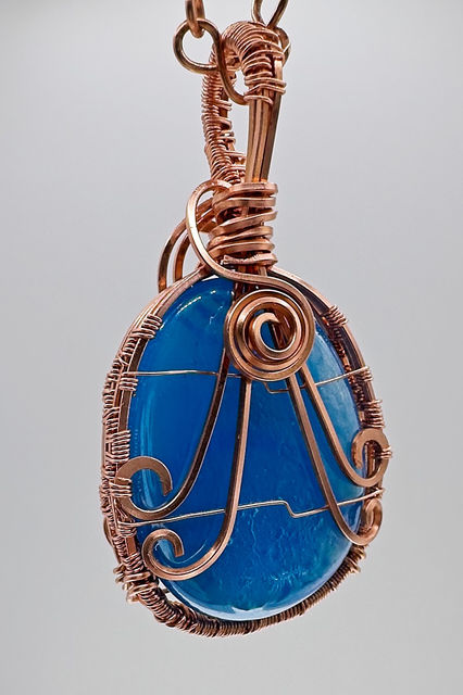 Iridescent Blue Cabochon back closeup