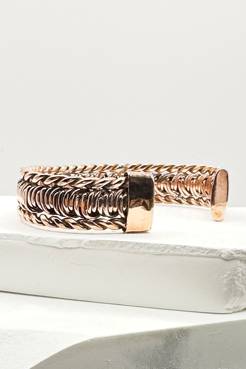 TRIPLE BRAID Pure Copper Twisted Cuff Bracelet - Warm Heritage Weave