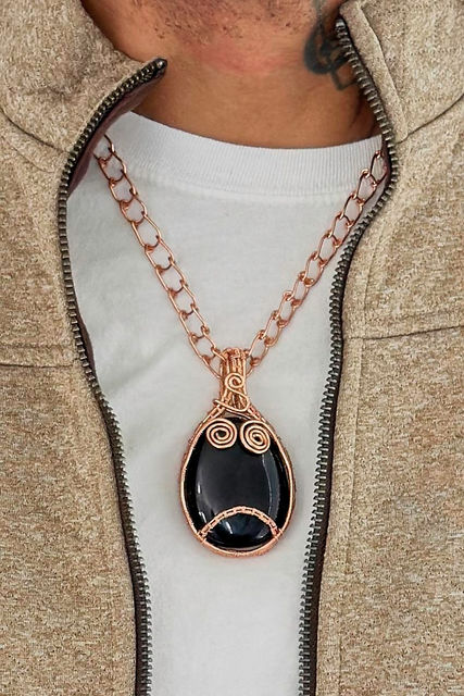 model wearing Onyx Cabochon Link Necklace