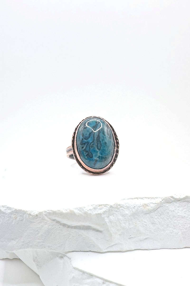 WR-042-CO-1025 Copper Turquoise Oval Gemstone Ring
