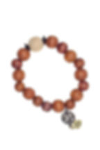 African Wood Stretchable Bracelet With Charm front