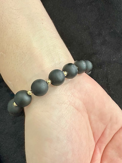Matte Black Onyx Stretch Bracelet back wrist