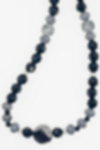 Grey Jasper & Onyx Beaded Necklace closeup