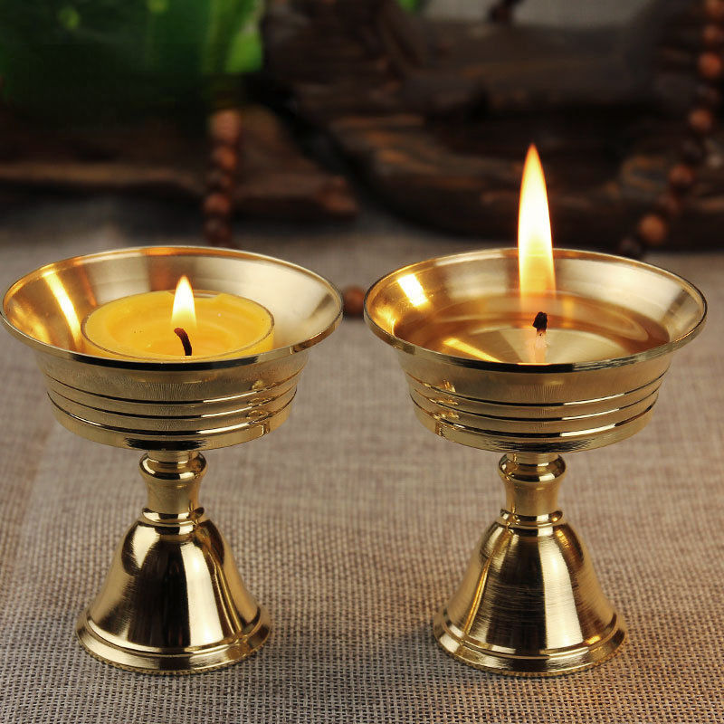 1PC Candle Holders Copper Butter Lamp Holder Long Lamp Candlestick Put Candle Co