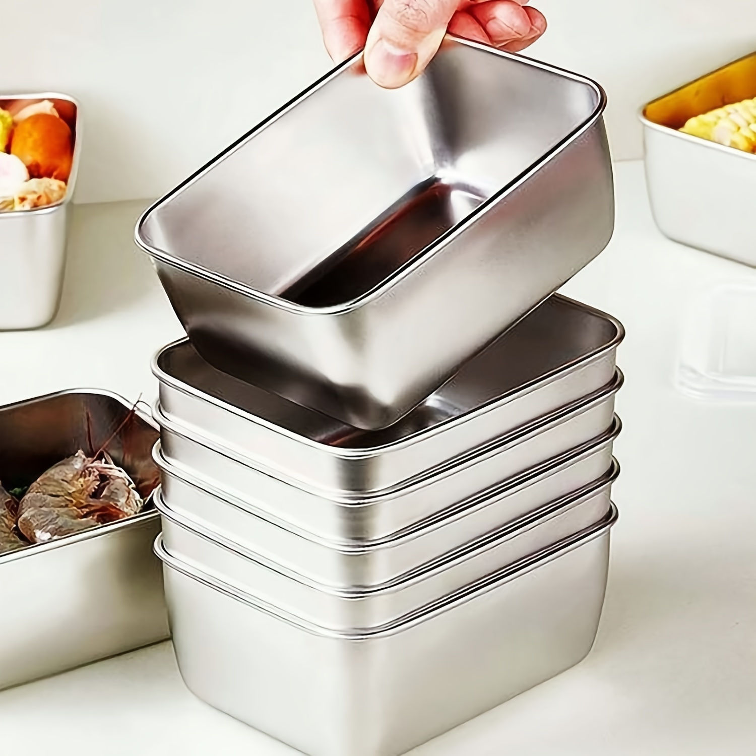 6-Piece Stainless Steel Food Storage Containers Set With Lids - Leakproof, Stack