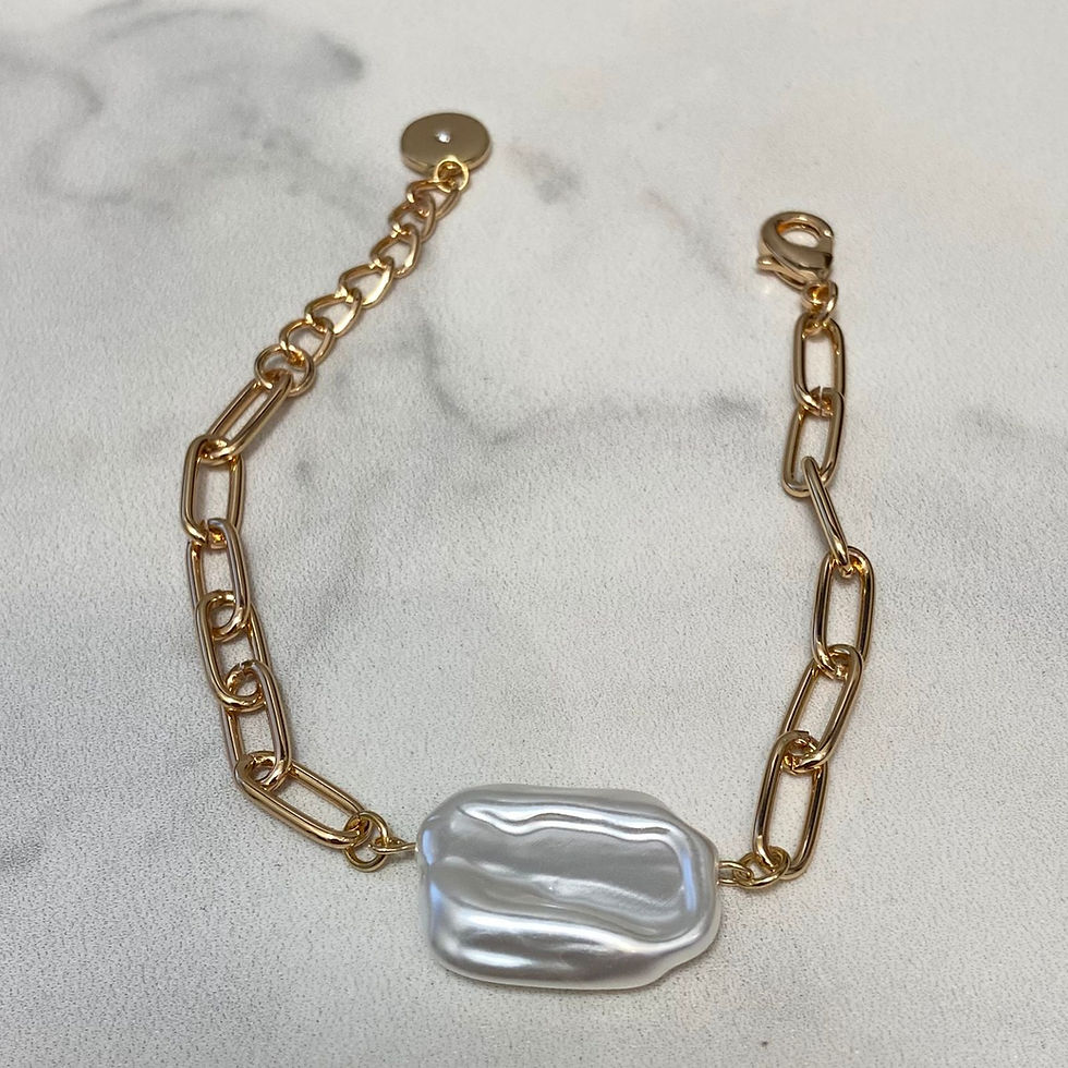 Miniatura: PULSEIRA COM PINGENTE DE PÉROLA RETANGULAR