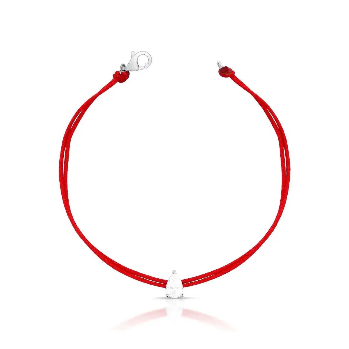 PULSEIRA EM FIO DE SEDA COM CRISTAL DE GOTA PRATA RODINADA
