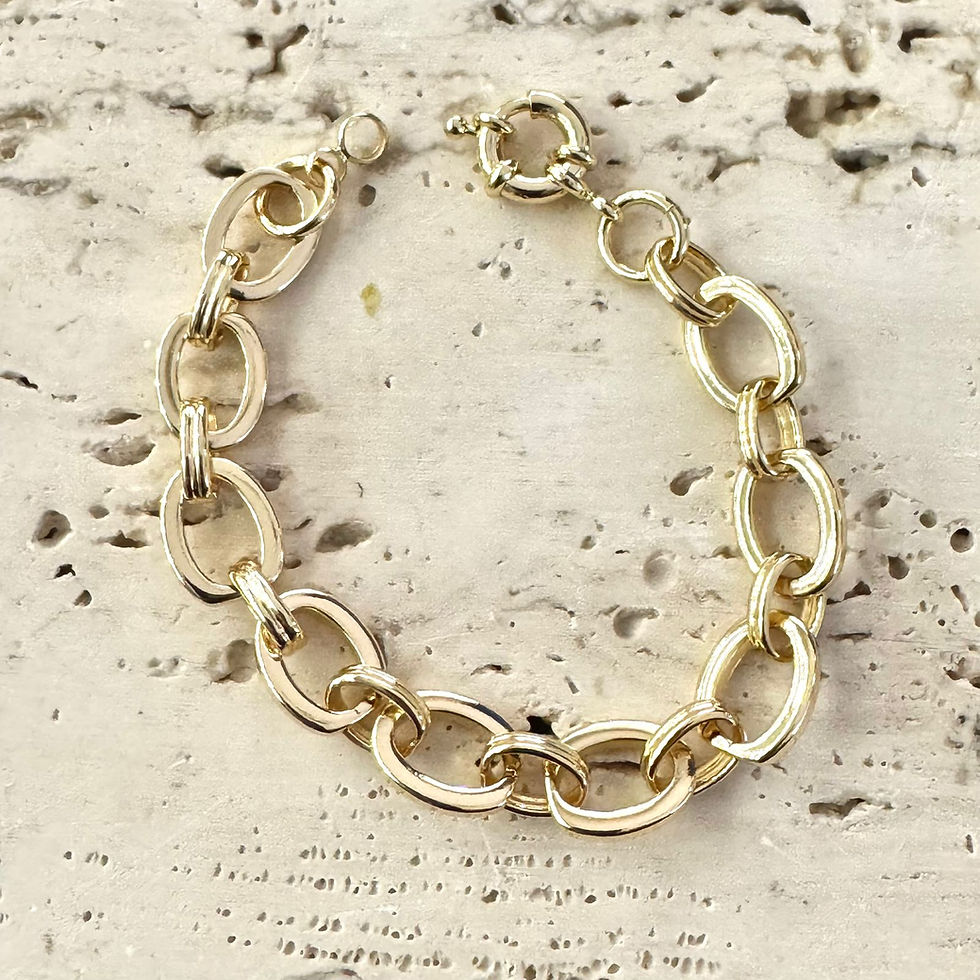 Miniatura: PULSEIRA COM ELOS LISOS E FECHO BOIA BANHADA A OURO