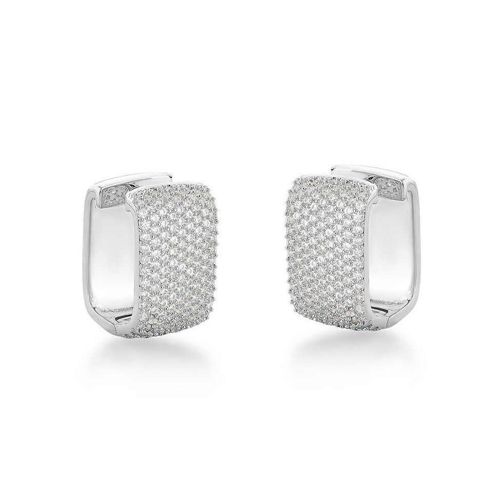 Miniatura: BRINCO ARGOLA P DESIGN QUADRADO COM CRAVEJAÇÃO DE ZIRCÔNIAS