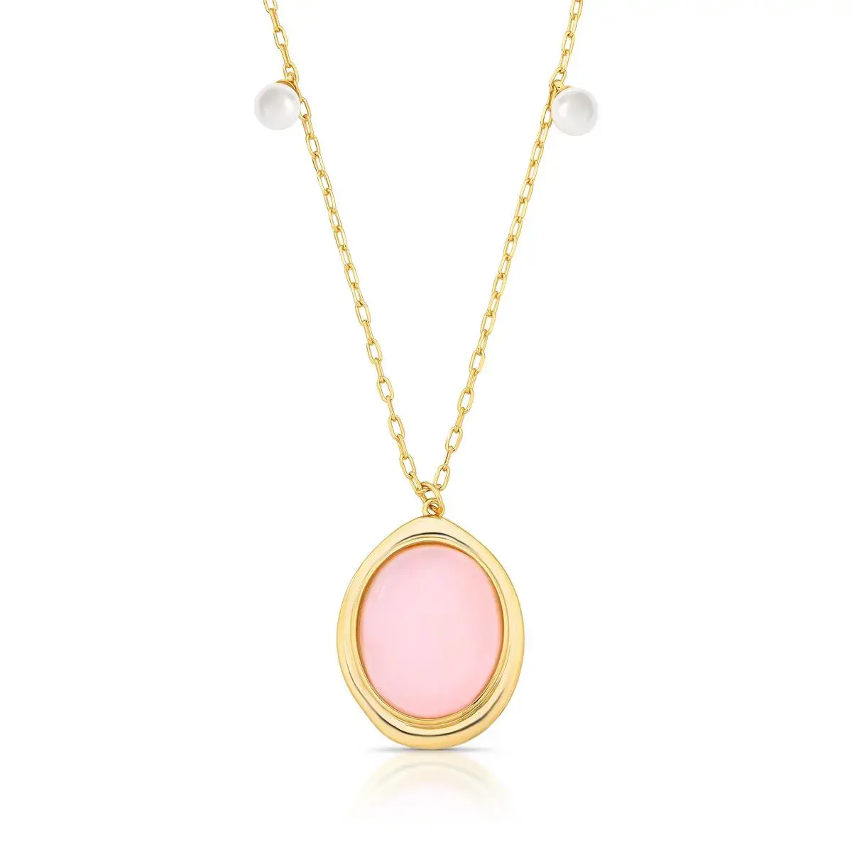 COLAR COM PINGENTE DE CRISTAL OVAL E PÉROLAS SHELL