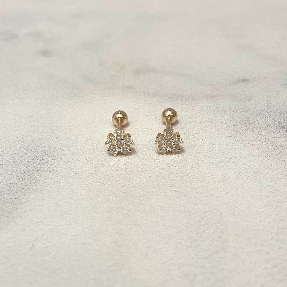 Miniatura: BRINCO TARRAXA BABY FLOR EM PONTOS DE LUZ MOISSANITE