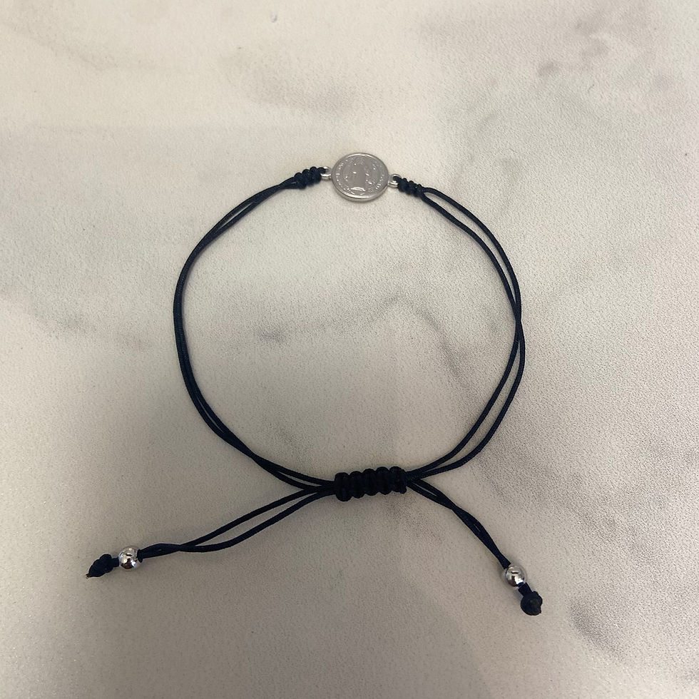 Miniatura: PULSEIRA REGULÁVEL EM FIO ENCERADO SÃO BENTO PRATA RODINADA