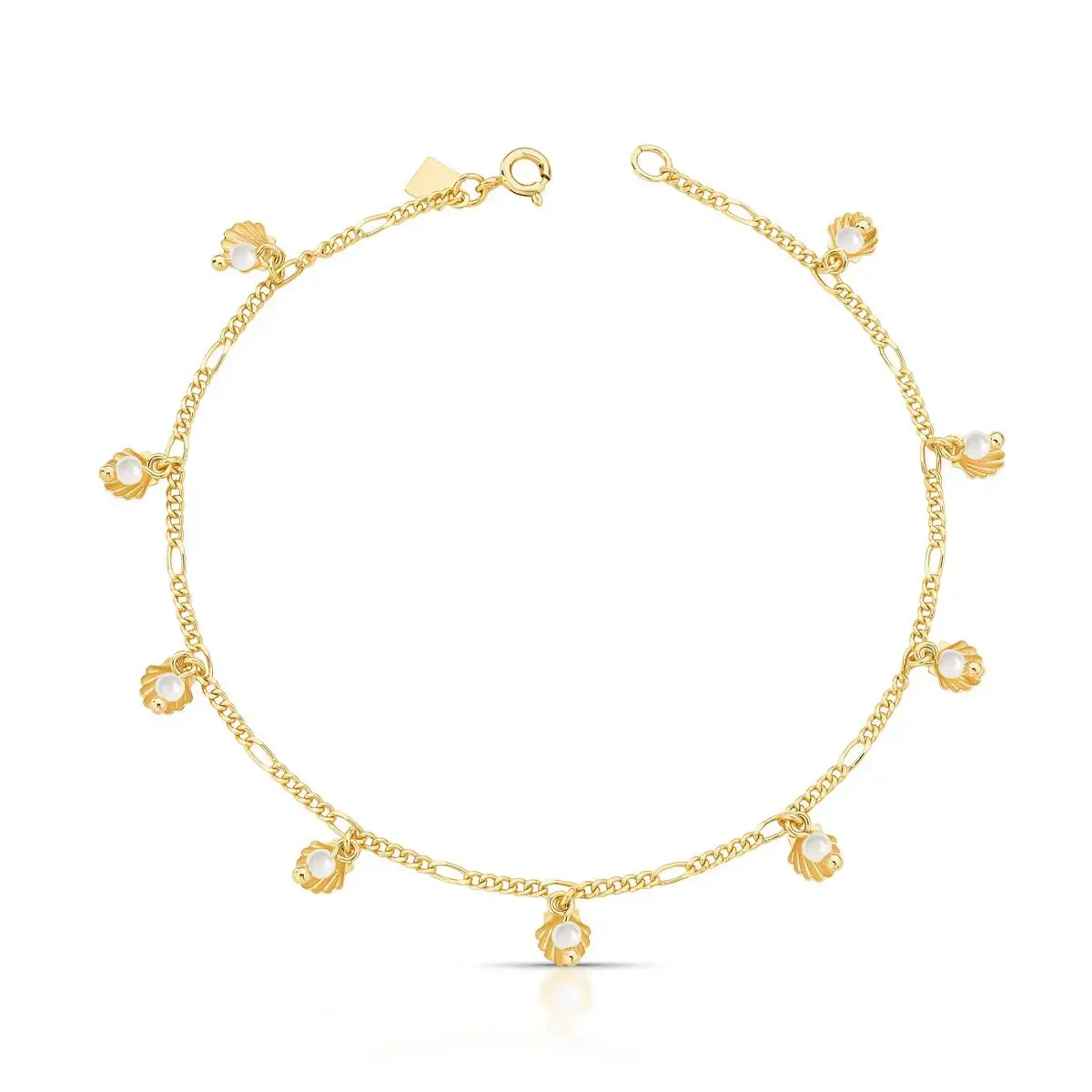 TORNOZELEIRA COM PINGENTES DE CONCHAS E PÉROLAS SHELL