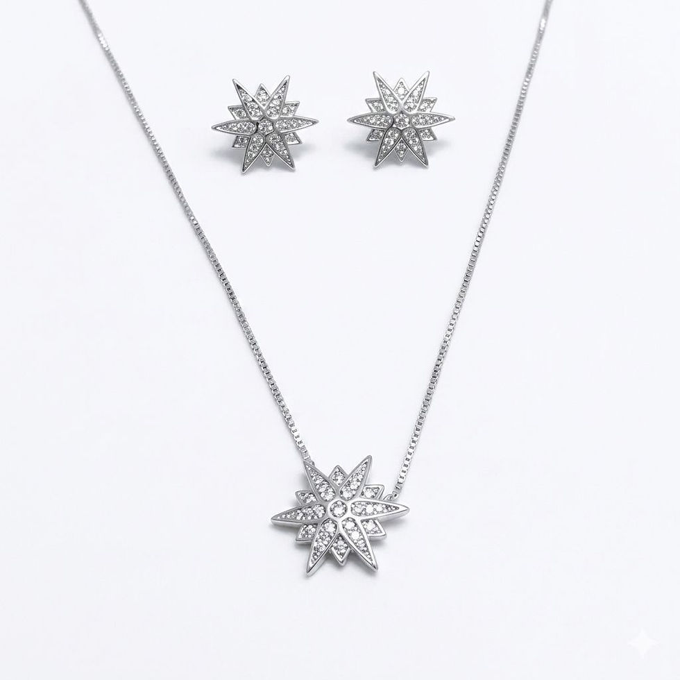 Miniatura: CONJUNTO DE COLAR E BRINCO ESTRELA CRAVEJADA