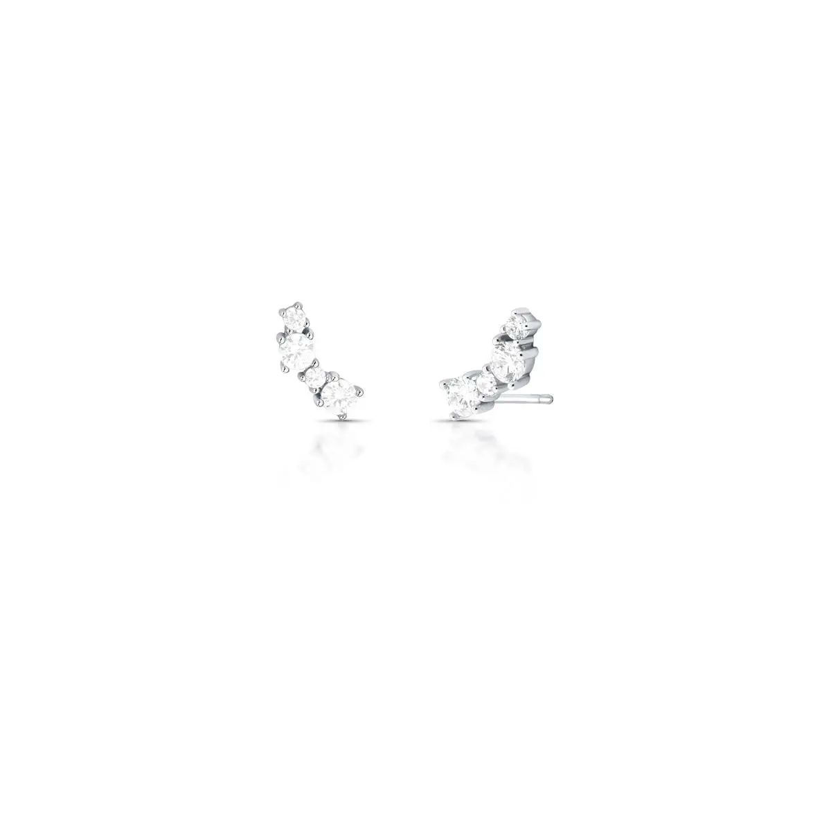 BRINCO EAR CUFF COM CRISTAIS REDONDOS PRATA RODINADA