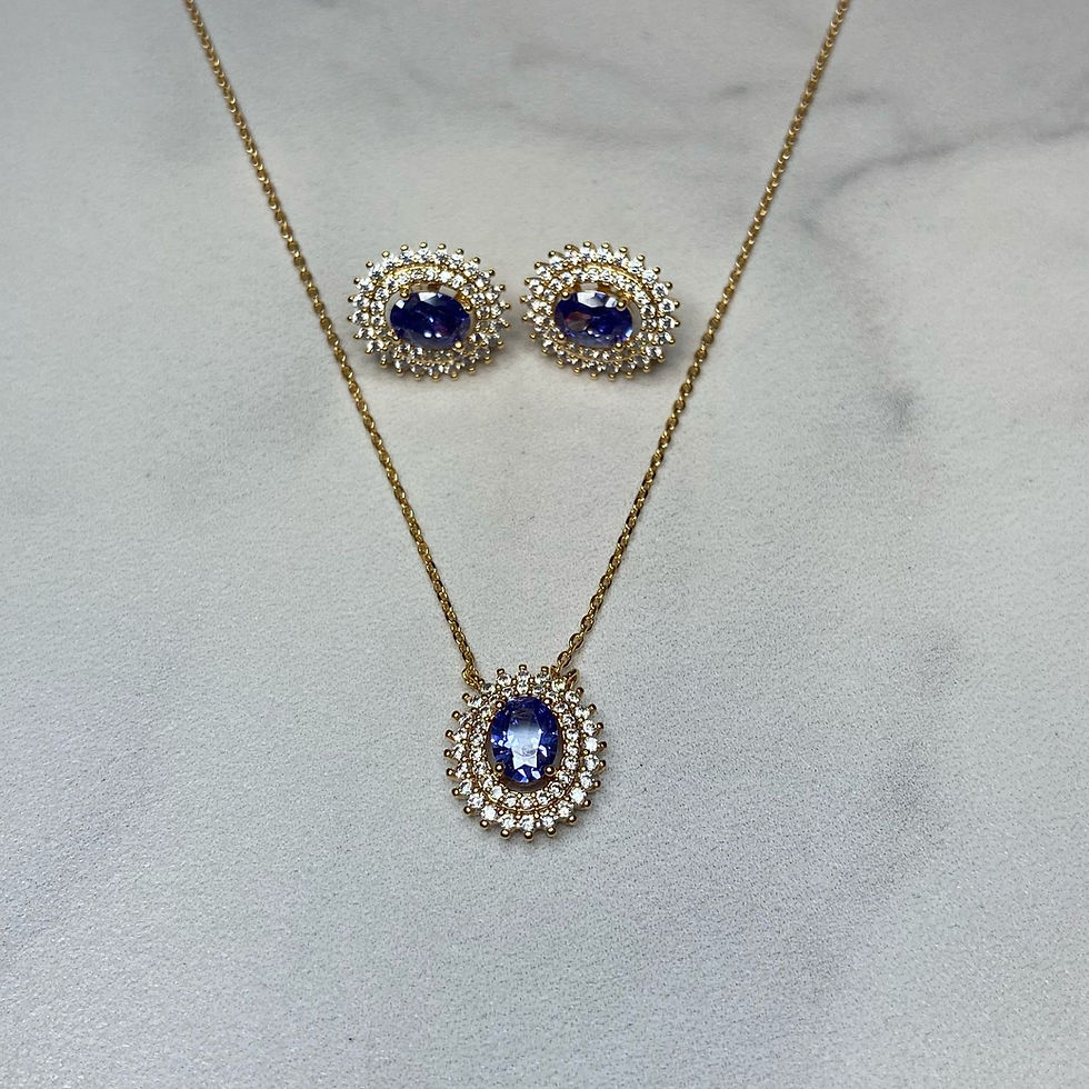 Miniatura: CONJUNTO COLAR E BRINCO PEDRA FUSION COM DUAS FILEIRAS DE ZIRCÔNIA