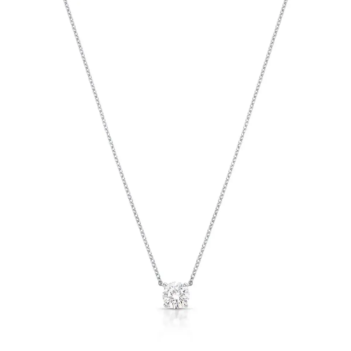 COLAR COM PEDRA REDONDA MOISSANITE 4MM PRATA RODINADA