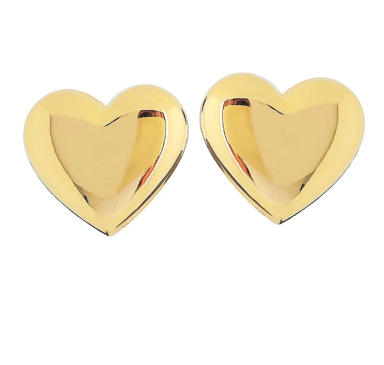 BRINCO BOTÃO LISO FORMATO DE CORAÇÃO MÉDIO