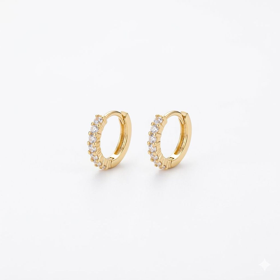 Miniatura: BRINCO MINI ARGOLA CRAVEJADA COM ZIRCONIAS