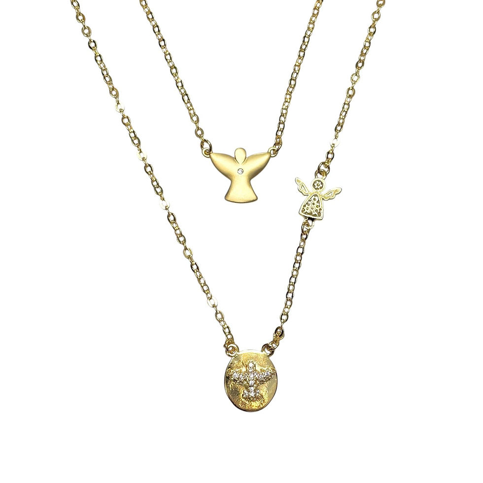 COLAR ESCAPULÁRIO RELIGIOSO ESPIRITO SANTO CRAVEJADO EM ZIRCÔNIA