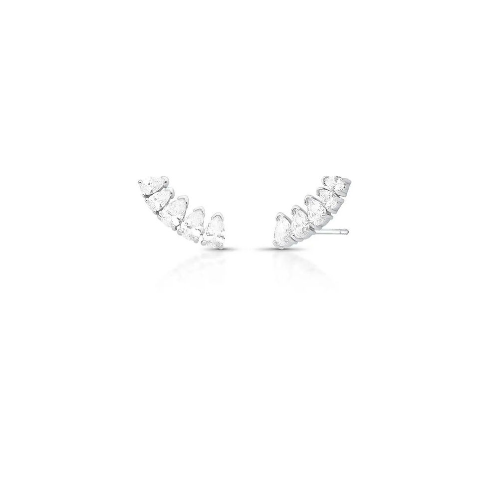 Miniatura: BRINCO EAR CUFF COM CRISTAIS DE GOTA PRATA RODINADA