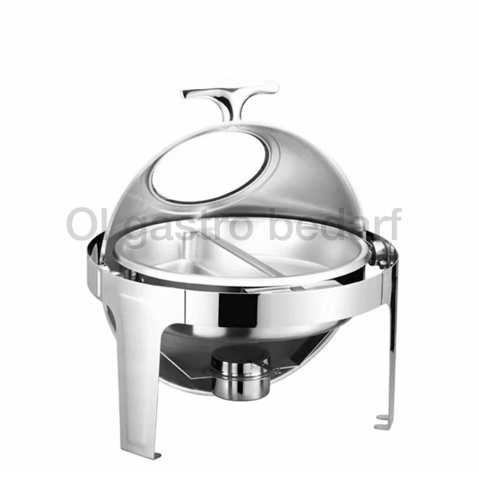 Chafing dish Hochglanz Edelstahl speisenwärmer 6,8L Rund 2 Behälter