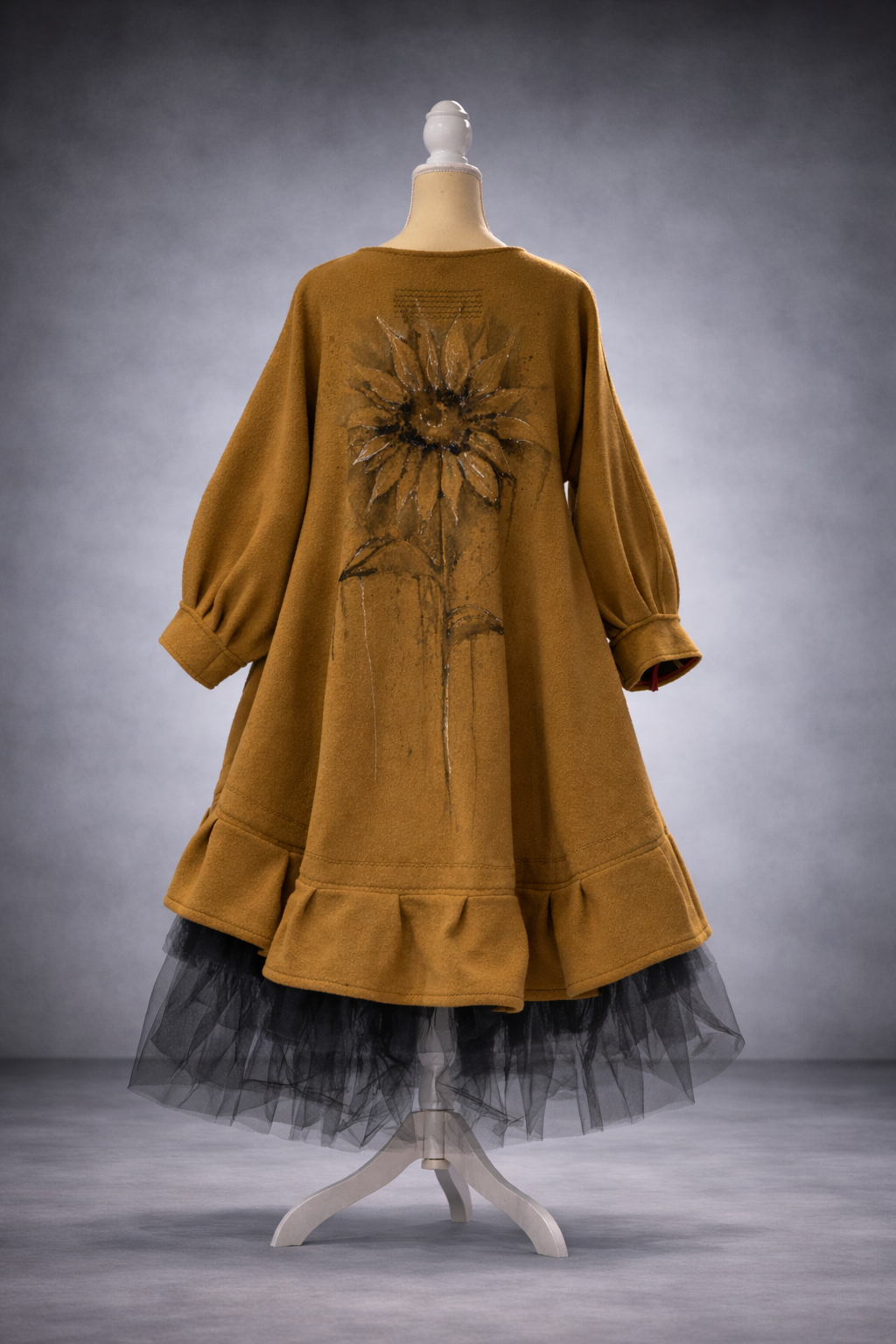 Рисувано вълнено палто Слънчоглед от Хубавица