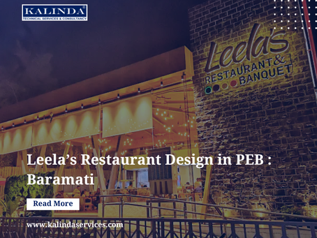 Leela’s Restaurant and Banquet Baramati with long span roof structure and modern hospitality building design