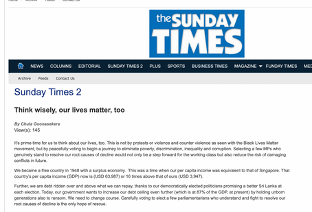 Think wisely our lives matter too Published June 2020