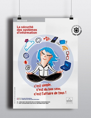Illustration d'affiche sur la sécurité informatique pour la communication interne de la MAIF