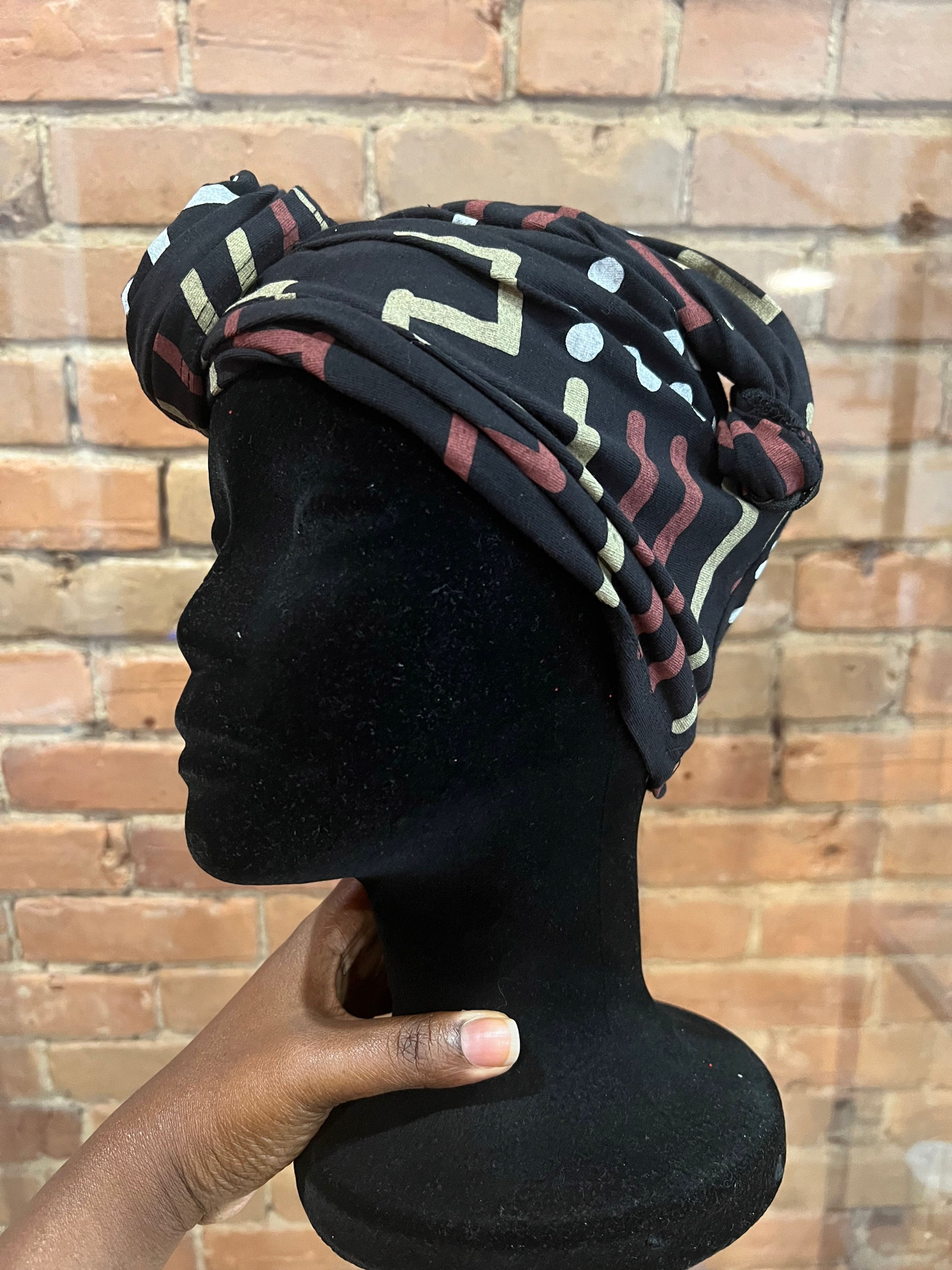 Mud cloth hair towel