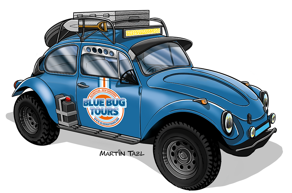 BlueBug VW Käfer Baja Beetle Illustration von Martin Tazl