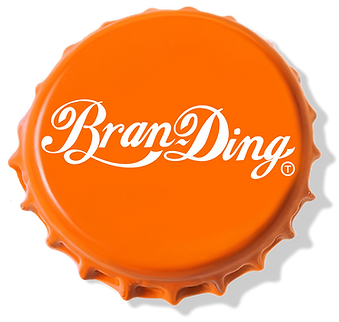 Oranger Kronkorken mit Aufschrift "Branding"