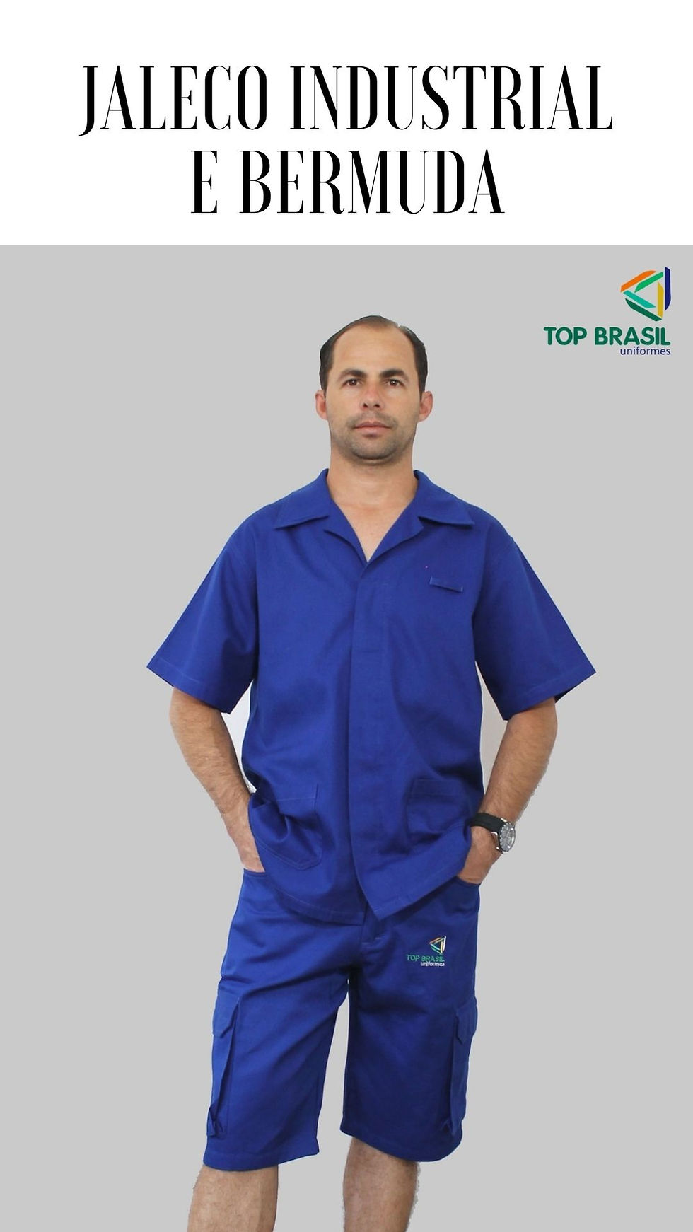 Jaleco industrial com bermuda em brim