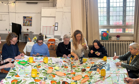 Photos of women taking part in the Kintsugi workshops.